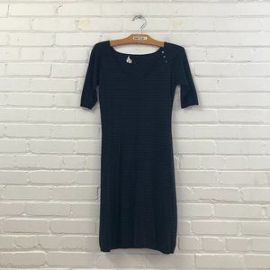 COMPTOIR DES COTONNIERS navy black striped light knit cotton dress